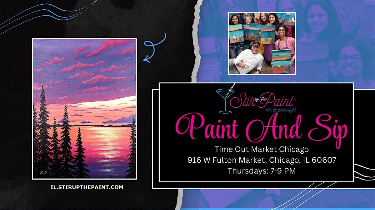 “ Vibrant-Sunset” Paint Night Event Thursday 7:00 p.m. at Timeout Market, 22 January | Event in Chicago