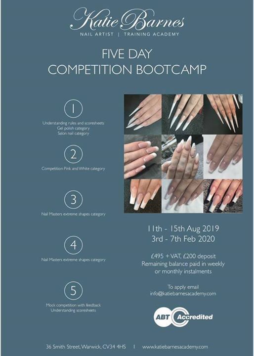 5 Day Competition Bootcamp At Katie Barnes Nail Artist Training