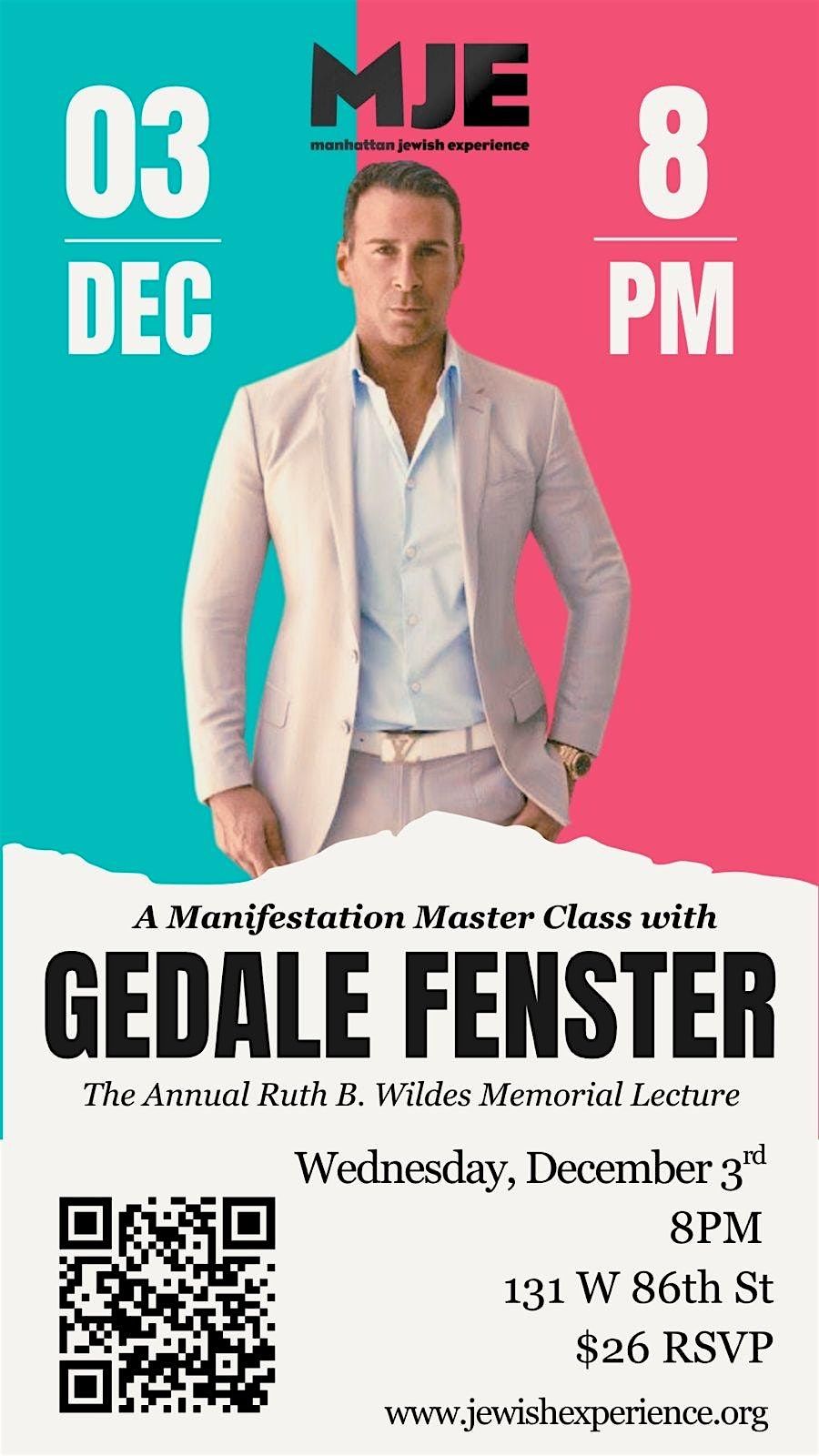 The Annual Leon and Ruth B. Wildes Memorial Lecture with Gedale Fenster, 3 December | Event in New York | AllEvents