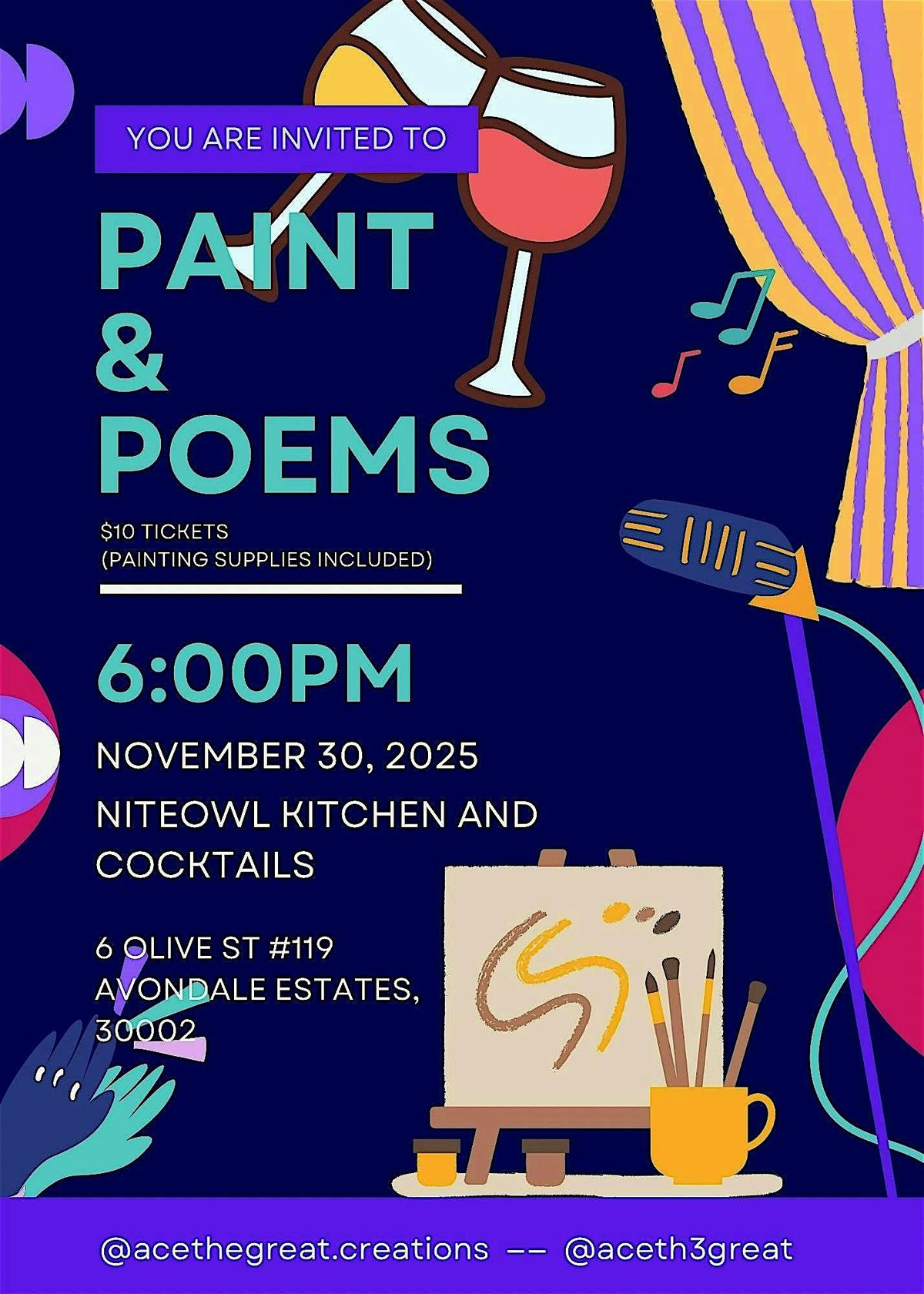 Paint & Poems, 30 November | Event in Avondale Estates | AllEvents