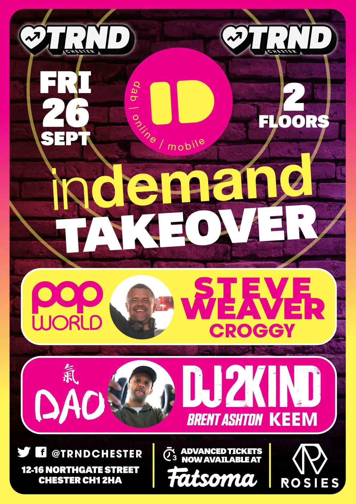 IN DEMAND TAKEOVER @ ROSIES CHESTER, 26 September | Event in Chester | AllEvents