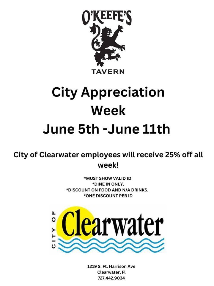 City Appreciation Week, O'Keefe's Tavern, 5 June to 12 June AllEvents.in