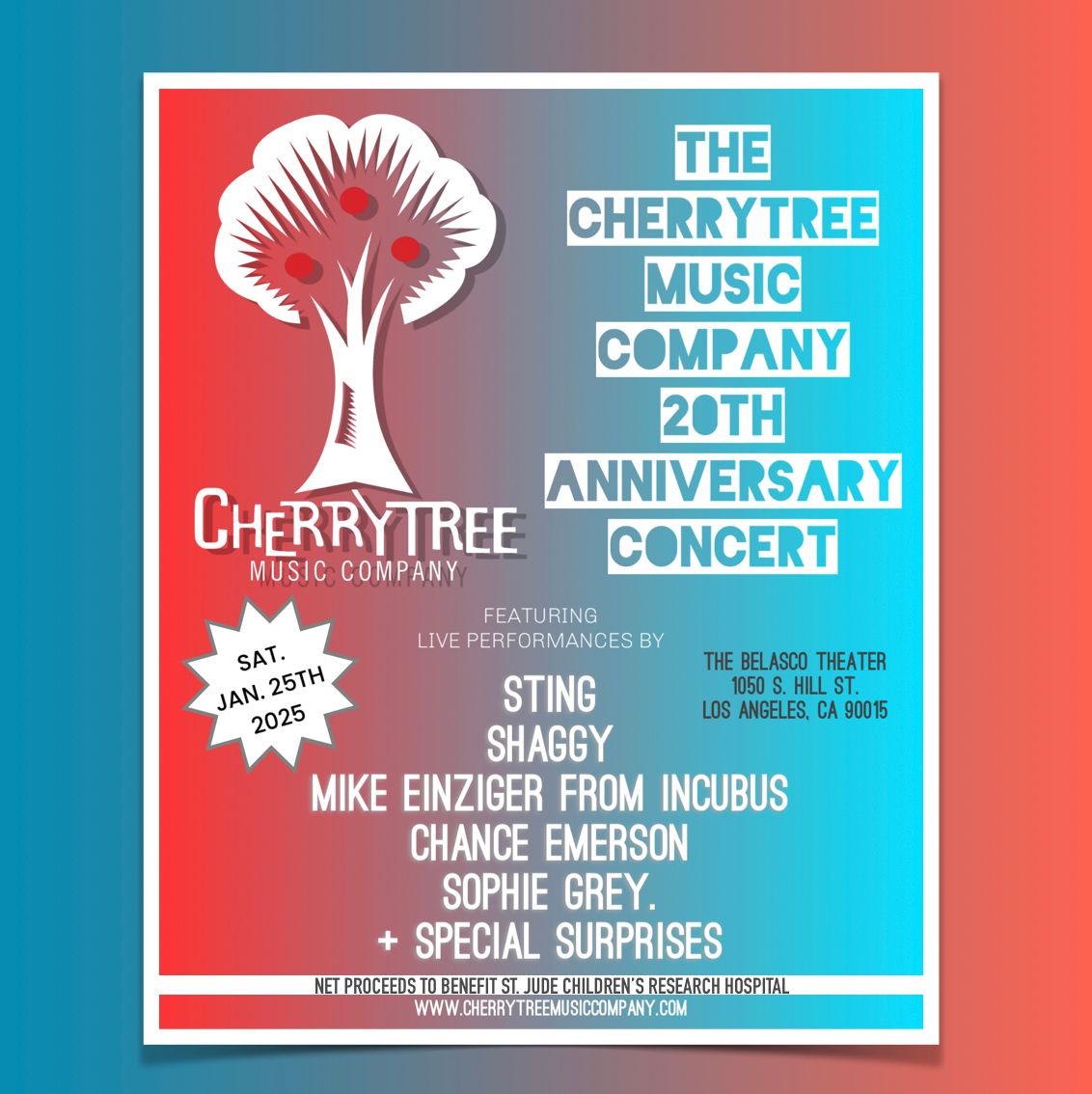 Cherrytree Music Company 20th Anniversary Concert at Belasco Theater Los Angeles, 29 May | Event in Los Angeles