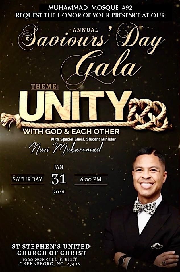 Saviour’s Day Gala 2026, 31 January | Event in Greensboro | AllEvents