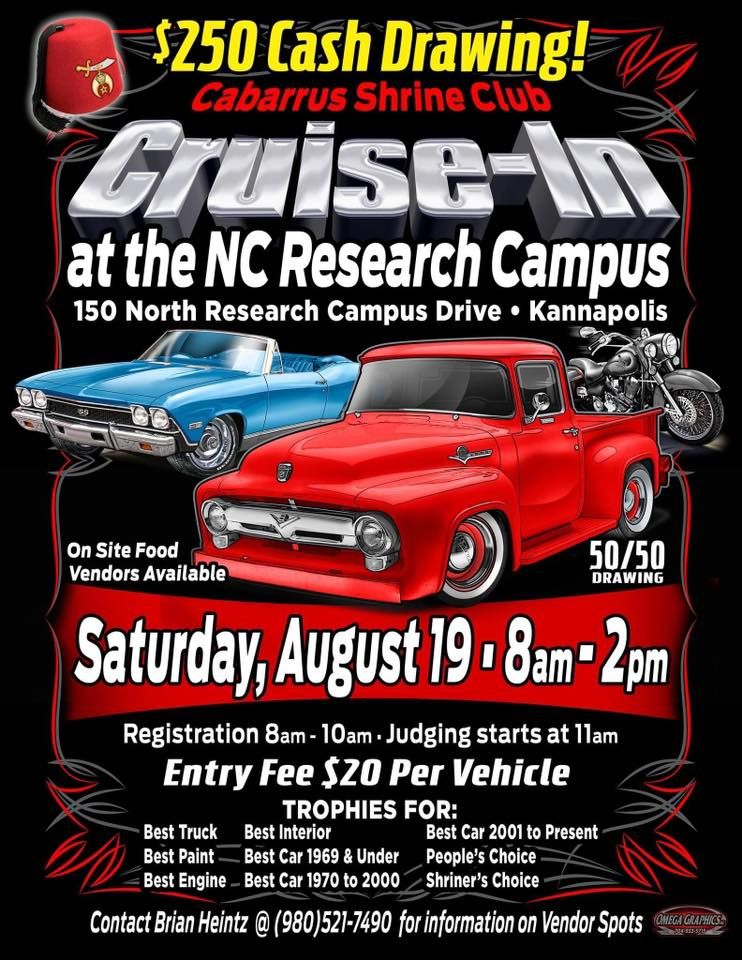 Cabarrus Shrine Club CruiseIn Car Show, NC Research Campus