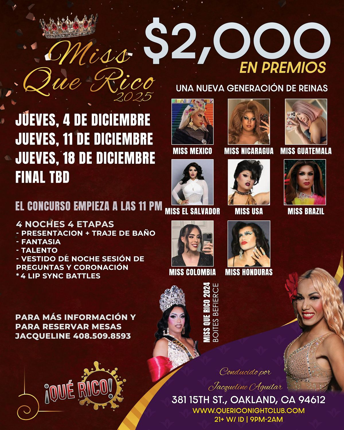 Miss Que Rico 2025 Week 3, 18 December | Event in Oakland | AllEvents