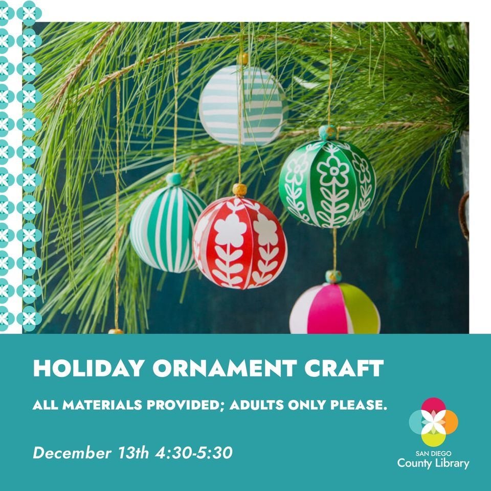Holiday Paper Craft, 4S Ranch Library, San Marcos, December 13 2023