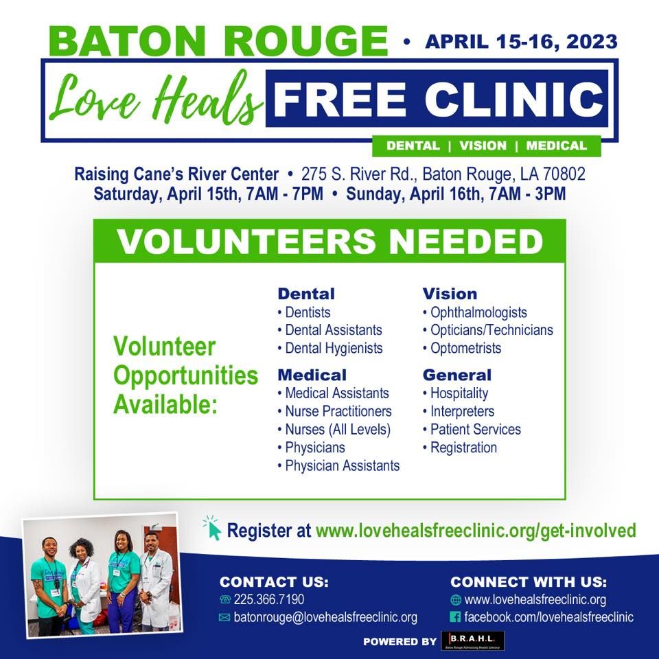 2023 Baton Rouge Love Heals Free Clinic, Raising Cane's River Center
