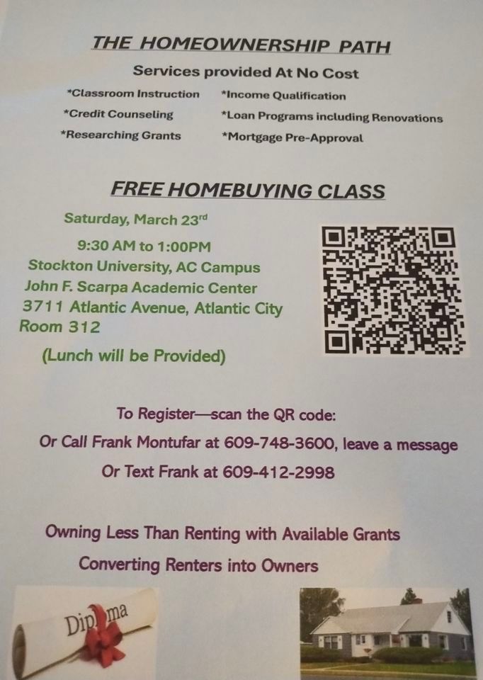 FREE HomeBuying Class, Stockton University Atlantic City Campus, 23