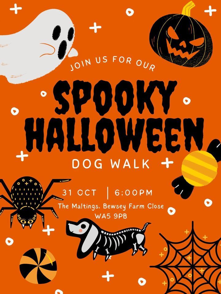 Spooky halloween dog walk, The Maltings, Warrington, October 31 2023