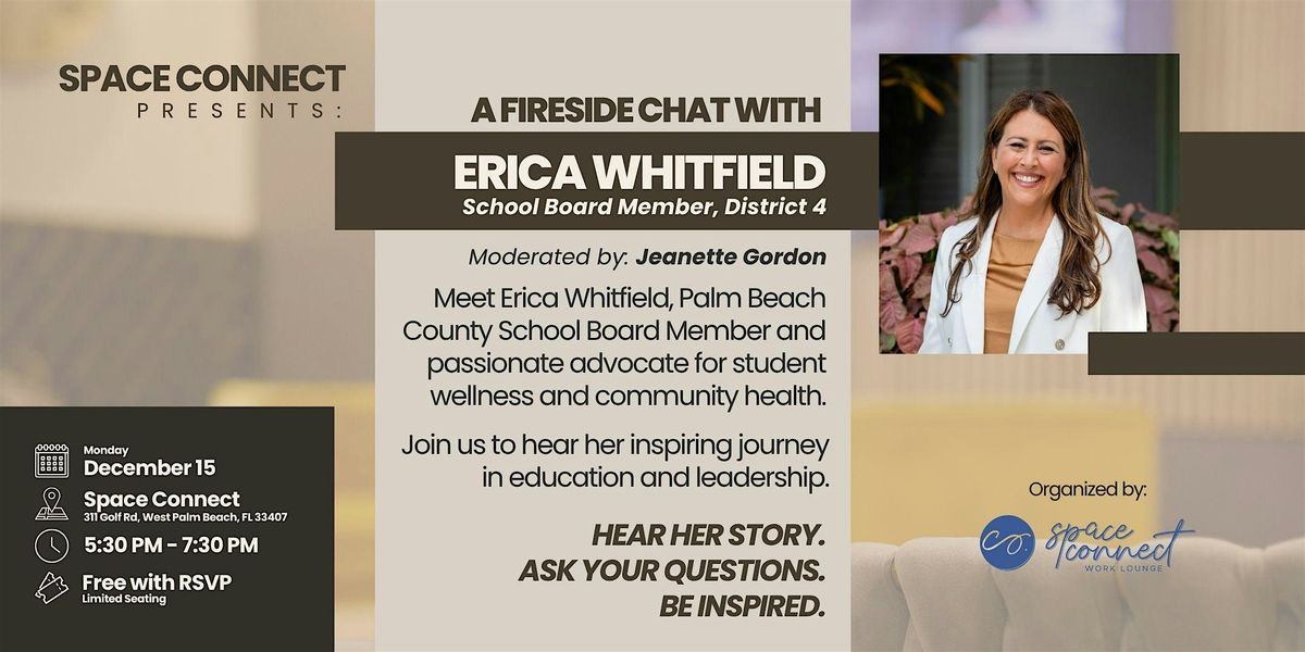 Fireside Chat with Erica Whitfield, 15 December | Event in West Palm Beach | AllEvents
