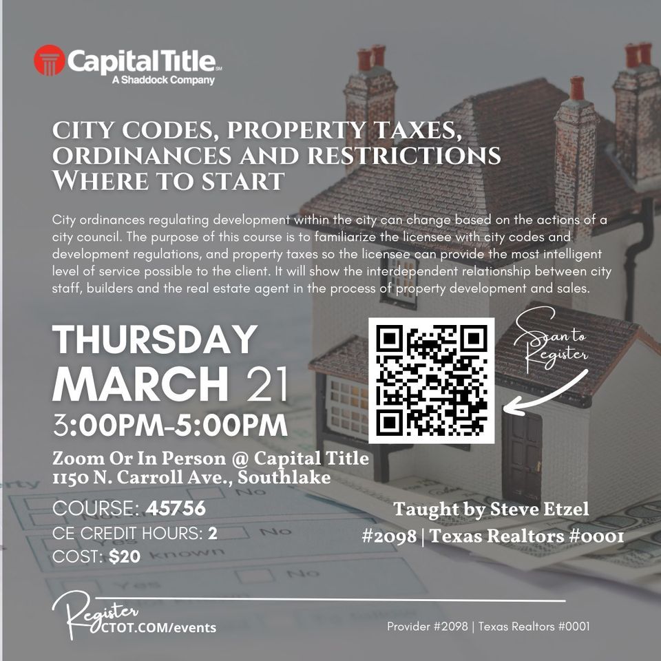 City Codes, Property Taxes, Ordinances and Restrictions Where to Start