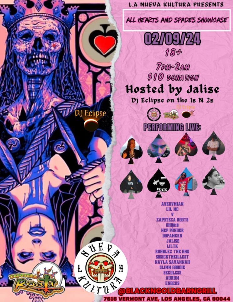 ALL HEARTS AND SPADES SHOWCASE, Black and Gold Bar & Grill, Los Angeles