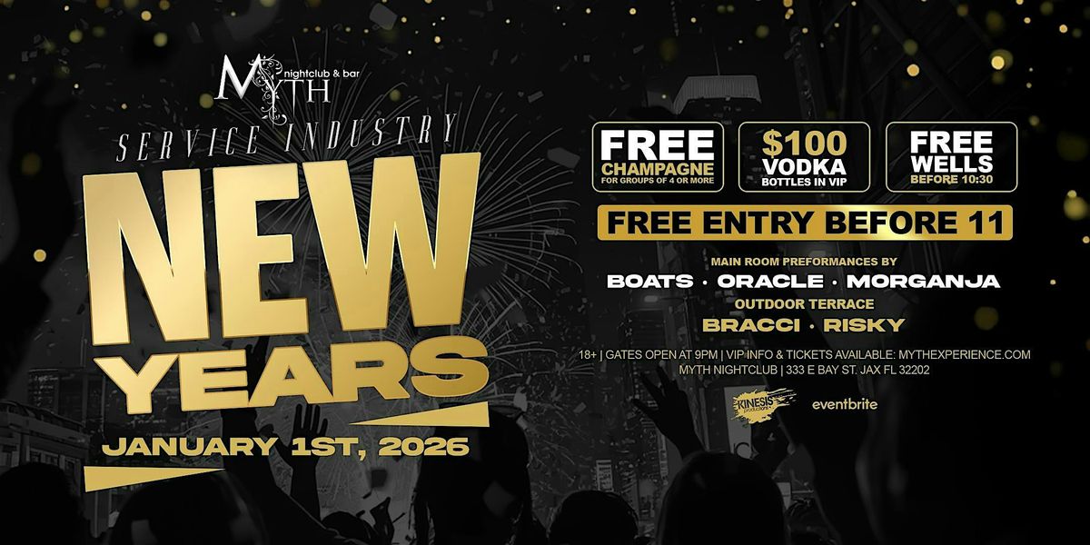 Service Industry New Years at Myth Nightclub 01.01.26, 1 January | Event in Jacksonville | AllEvents