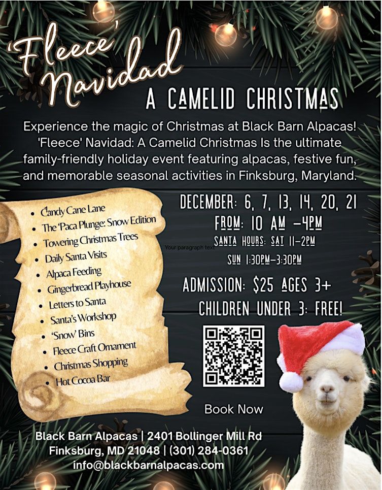 Black Barn Alpacas’ Fleece Navidad: A Camelid Christmas, 6 December | Event in Finksburg | AllEvents