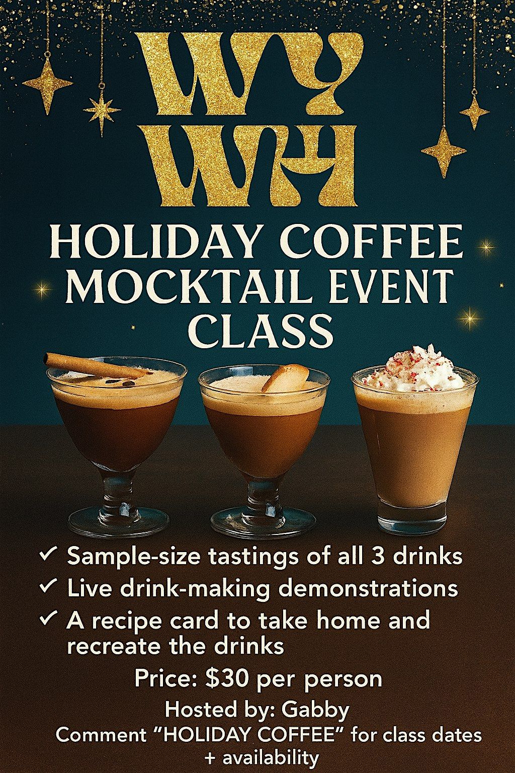 WYWH Holiday Coffee Mocktail Event Class, 12 December | Event in Pomona | AllEvents