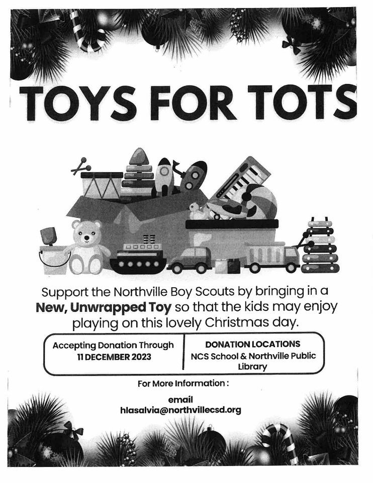 Last Day! Toys for Tots Drive, Northville Central School District