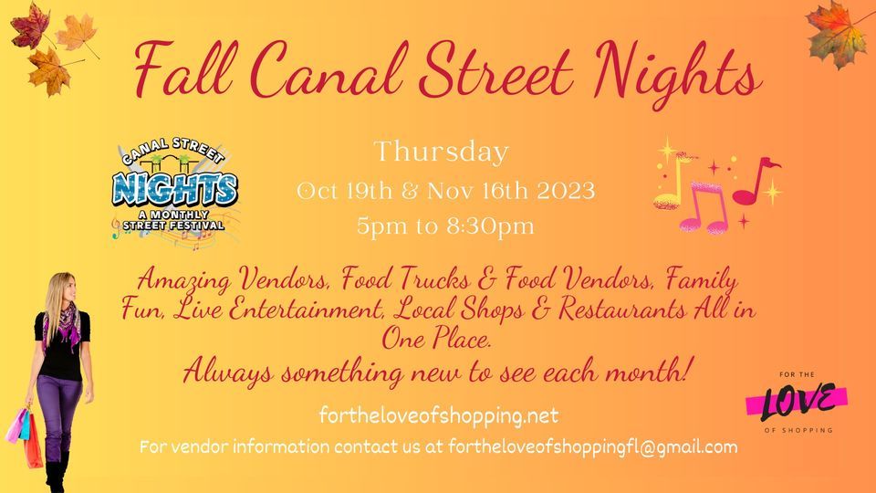 Fall Canal Street Nights in New Smyrna Beach, Canal Street Historic  District, New Smyrna Beach, October 19 2023 | AllEvents.in