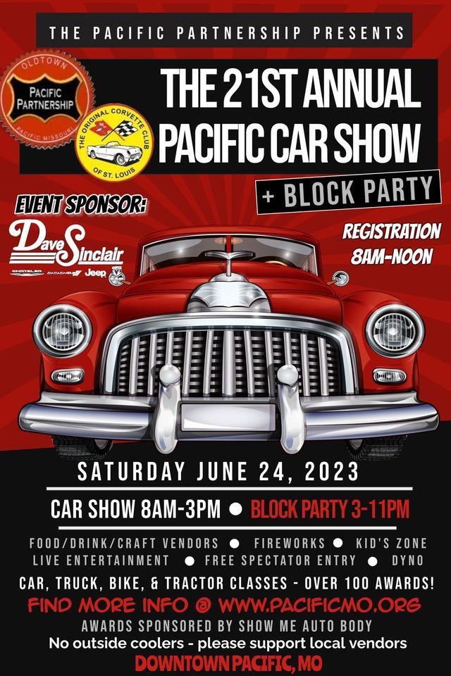 21st Annual Pacific Car Show + Block Party, Downtown Pacific, MO, June