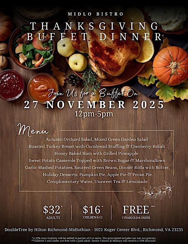 Thanksgiving Buffet Reservations, 27 November | Event in Richmond | AllEvents