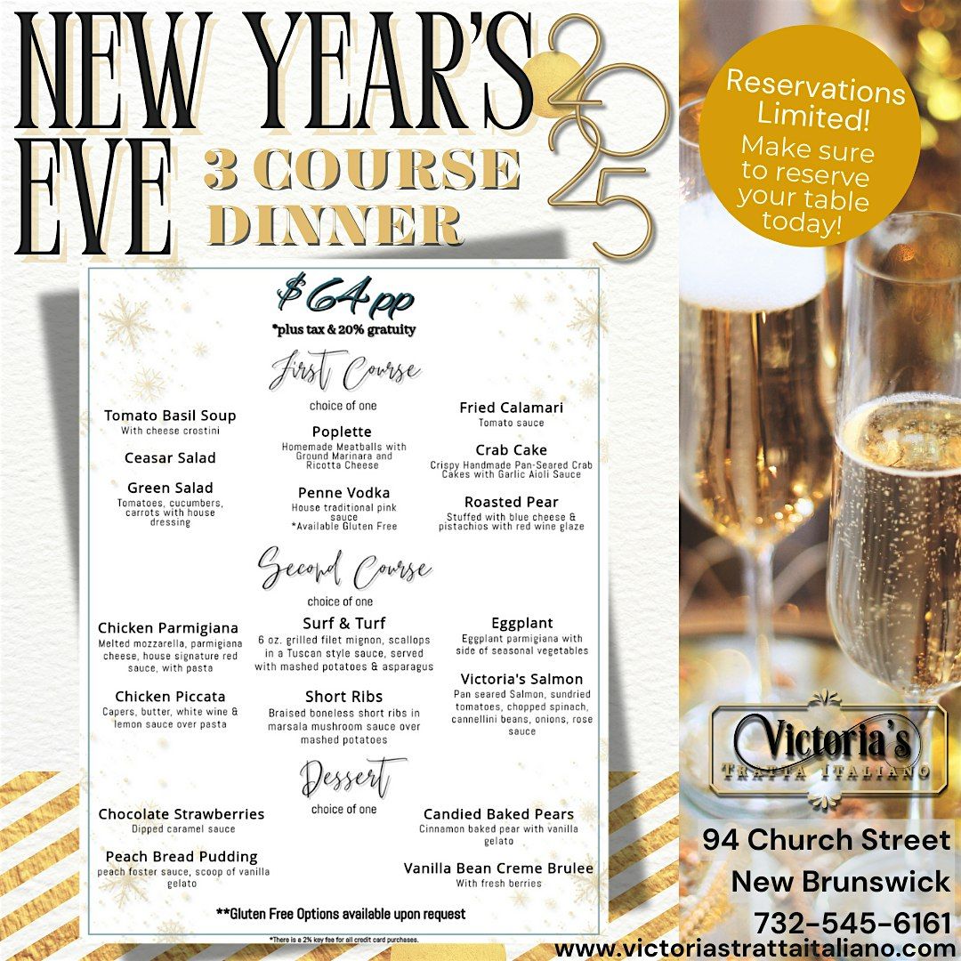 New Year's Eve Dinner 2025 at Victoria's, 31 December | Event in New Brunswick | AllEvents