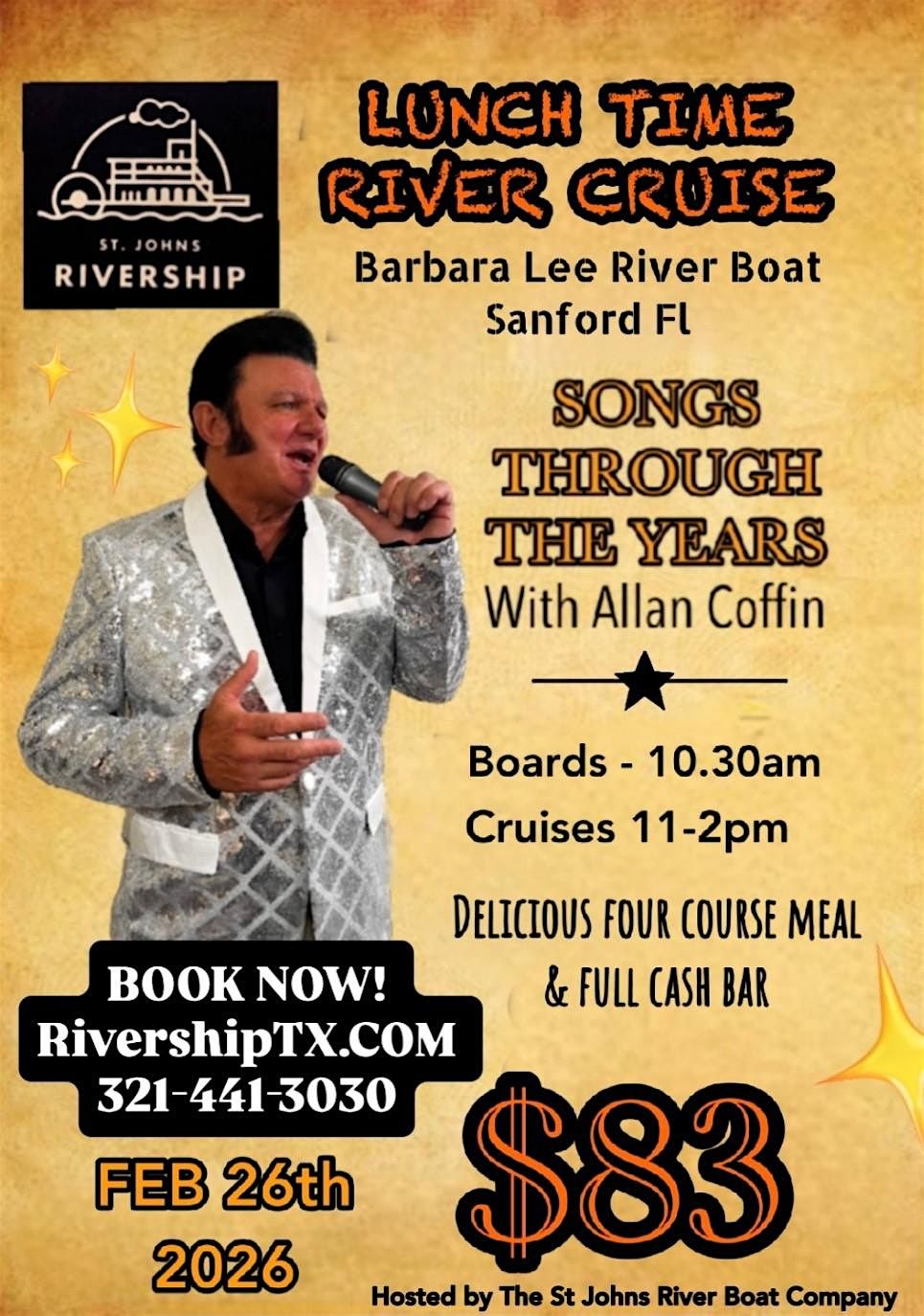 Songs Through the Years Lunch Cruise Aboard the Barbara-Lee!, 26 February | Event in Sanford | AllEvents