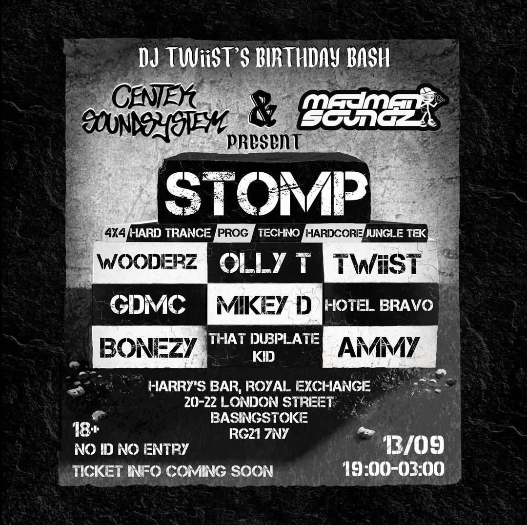 CENTEK SOUNDSYSTEM &amp; MADMANSOUNDZ (STOMP), 12 September | Event in Basingstoke | AllEvents