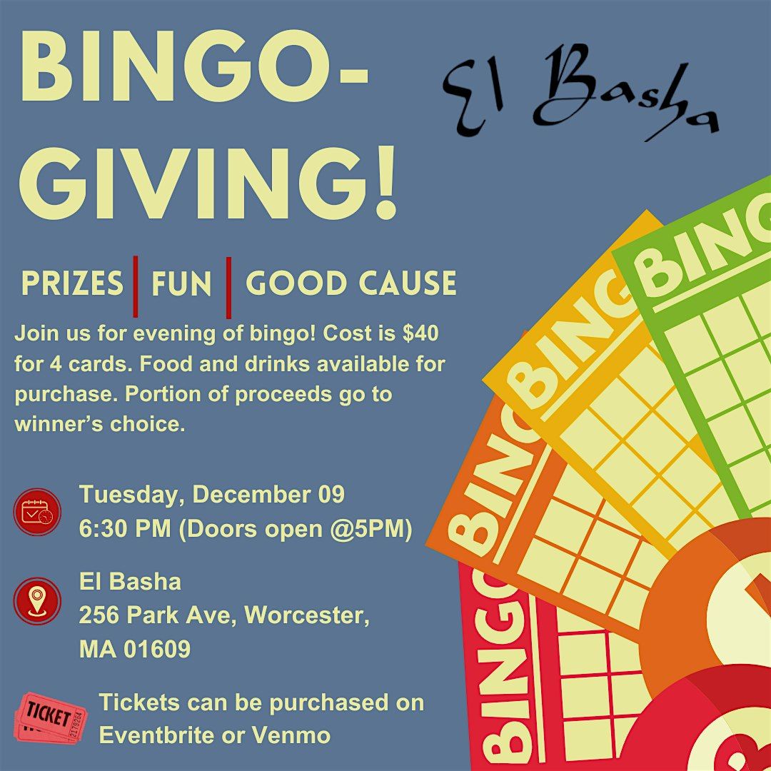 Bingo Giving at El Basha, 9 December | Event in Worcester | AllEvents