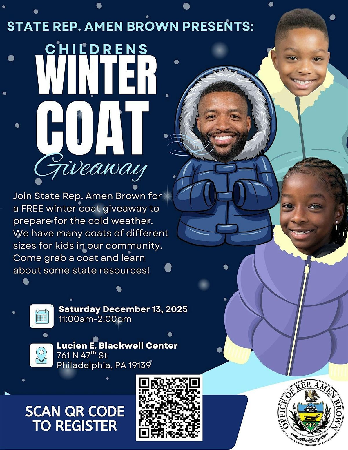 Rep. Amen Brown's Coat Giveaway, 13 December | Event in Philadelphia | AllEvents