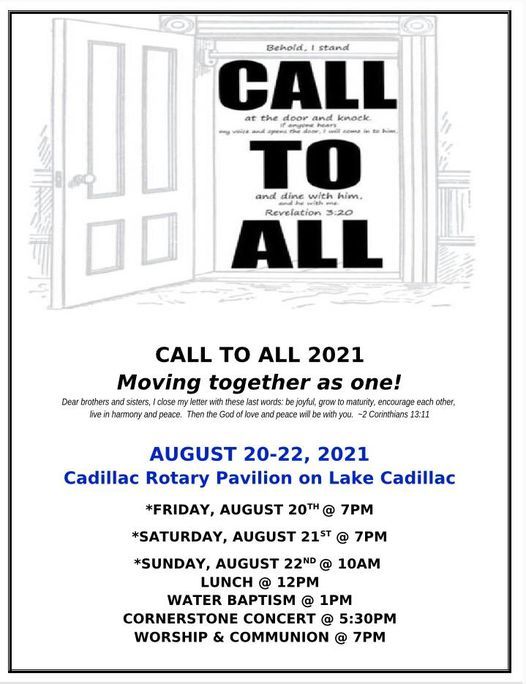 Call To All 2021 Cadillac Michigan August 20 2021 Allevents In Cadillac Mi Events 2022