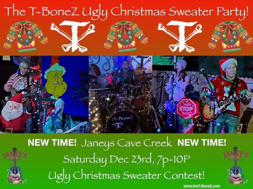 LIVE MUSIC • The TBoneZ Ugly Christmas Sweater Party at Janeys! 7PM