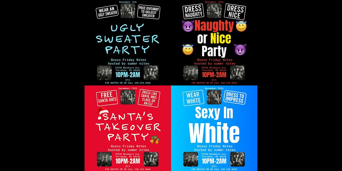 4 Nights of Friday Parties in December at The Bosco, 5 December | Event in Ferndale | AllEvents