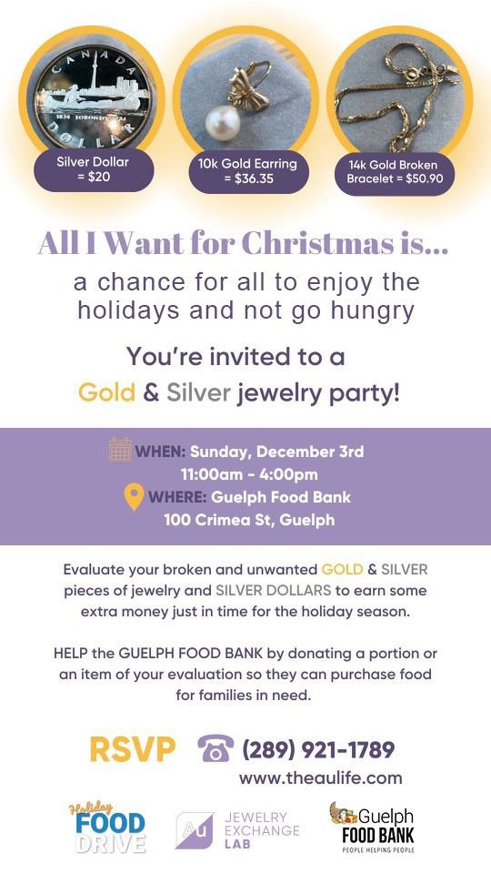 Gold & Silver Jewelry party register today!, Guelph Food Bank, December 3 2023 AllEvents.in