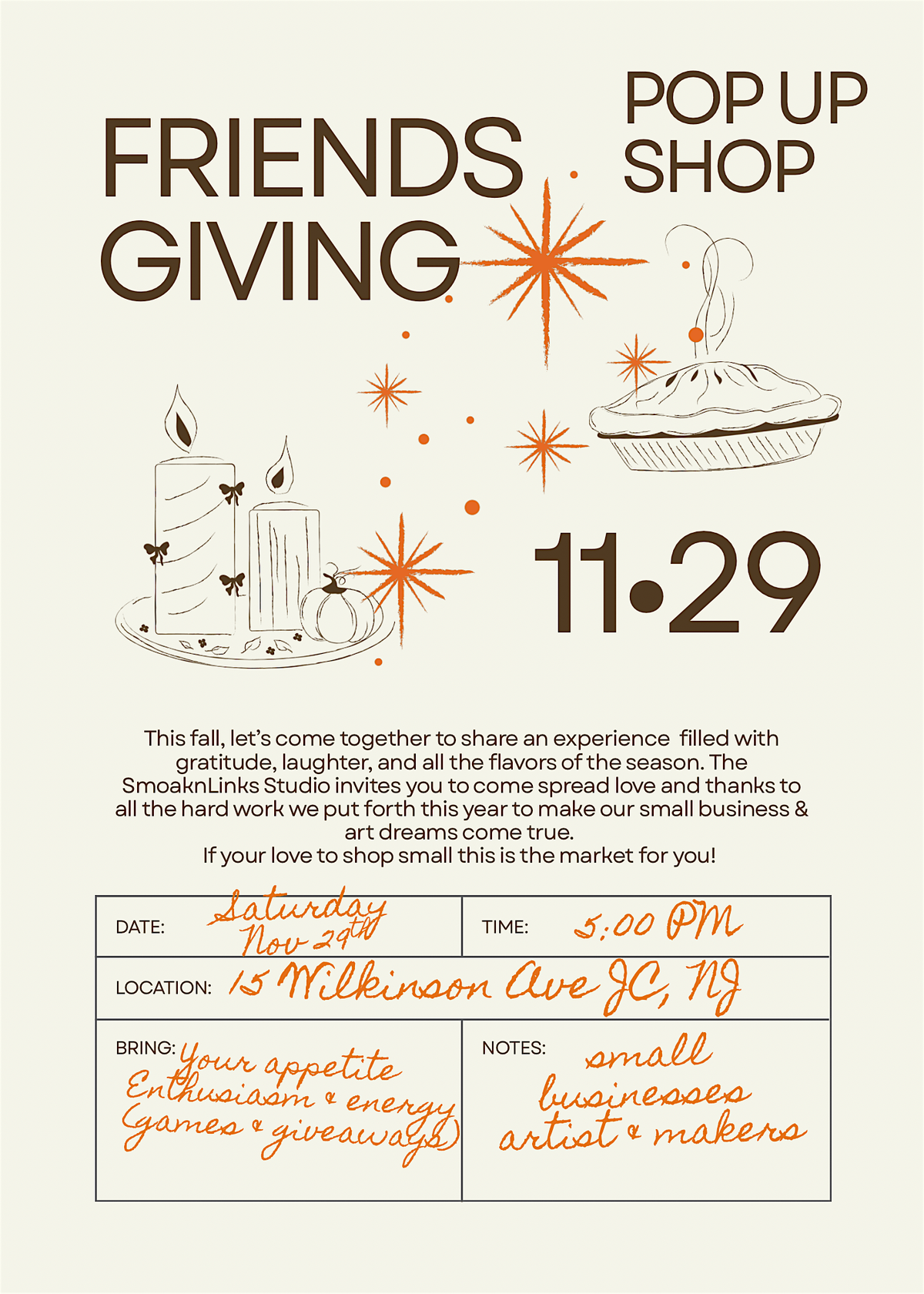 Fall into Friendsgiving Pop up, 29 November | Event in Jersey City | AllEvents