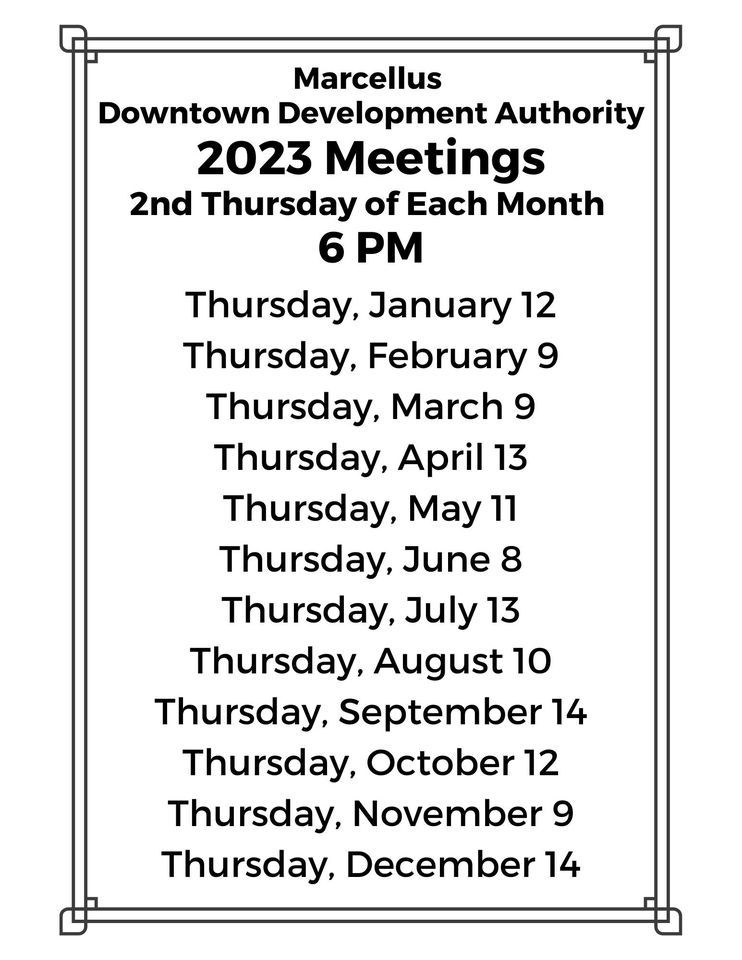 Marcellus DDA Meetings, Village of Marcellus Village Hall, December
