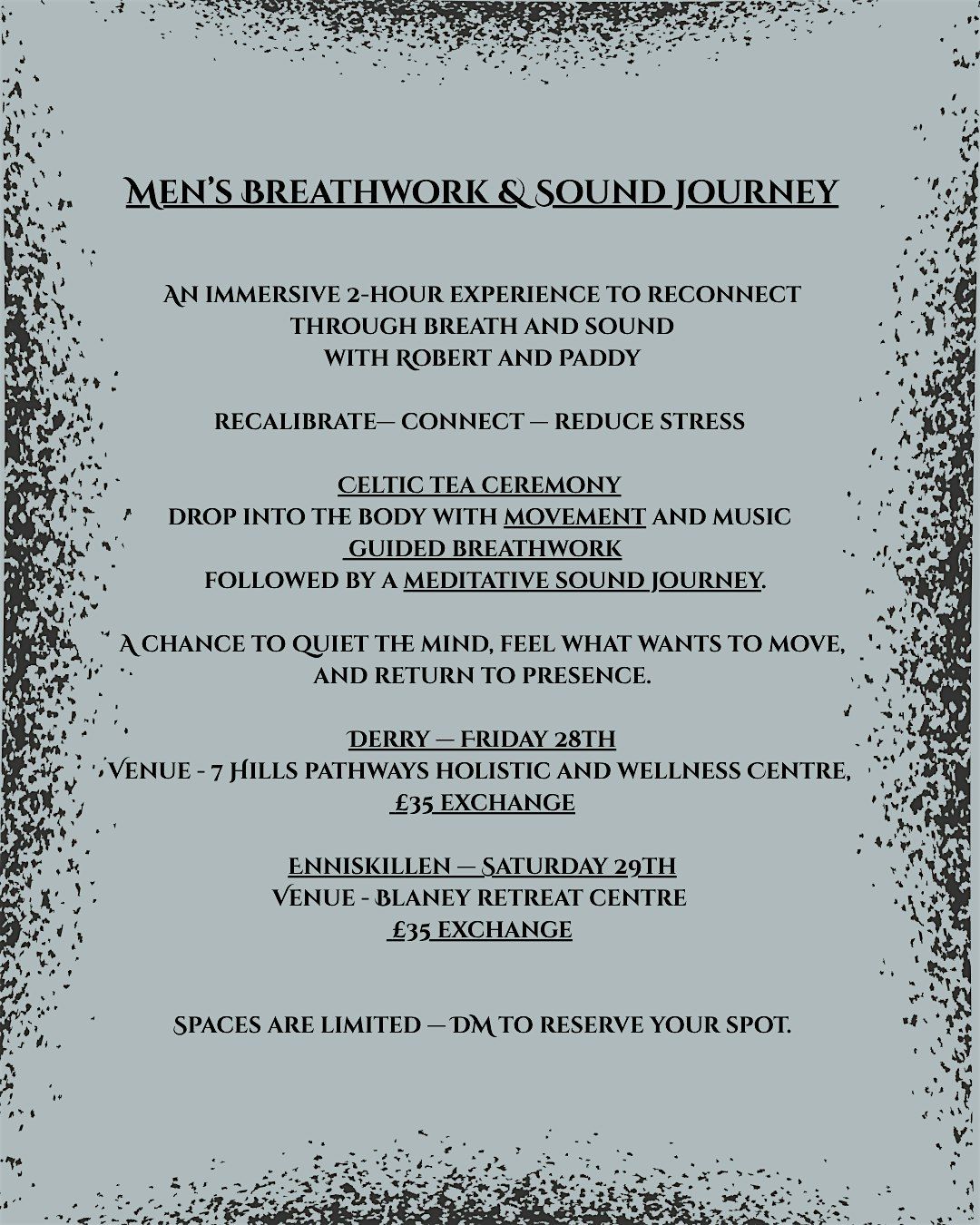 Men’s breath work and sound journey, 28 November | Event in Londonderry | AllEvents