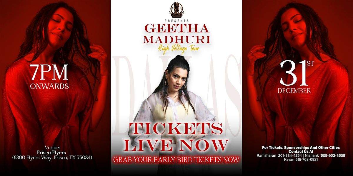 DALLAS’ BIGGEST TOLLYWOOD NYE BASH: Geetha Madhuri Live in Concert 2026!, 31 December | Event in Frisco