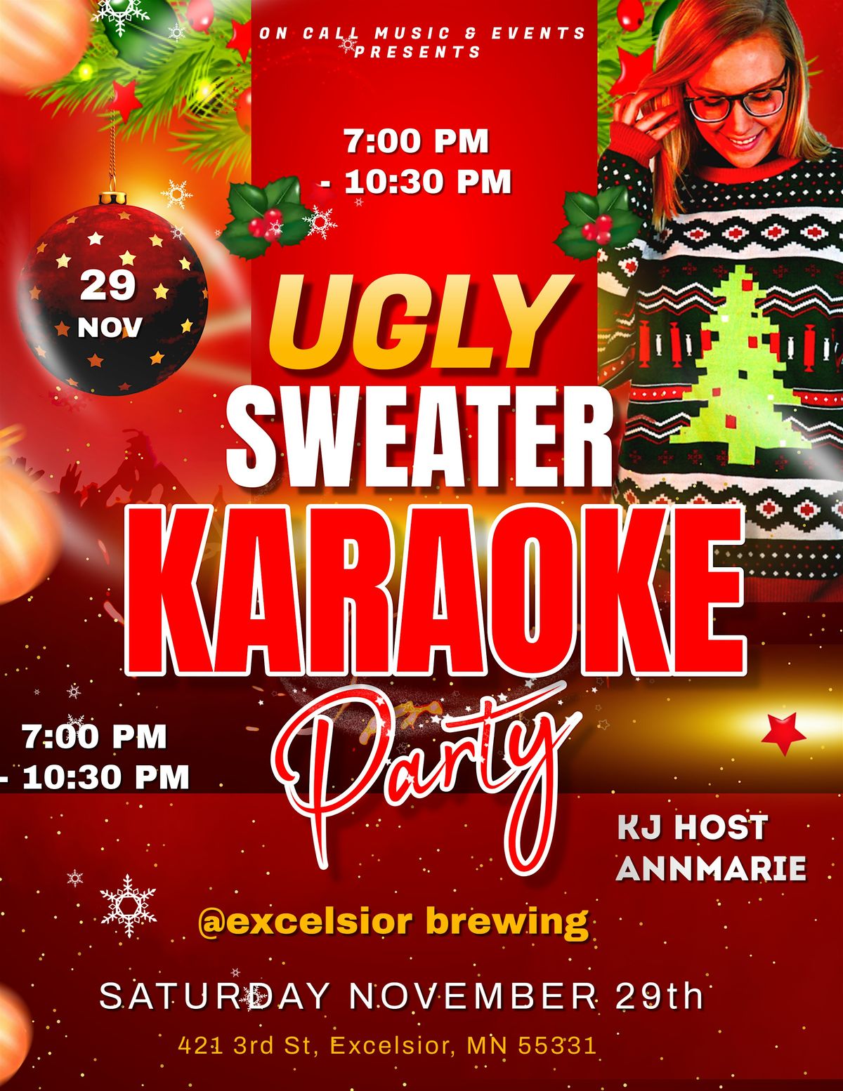 Ugly Sweater Karaoke at Excelsior Brewing, 29 November | Event in Excelsior | AllEvents