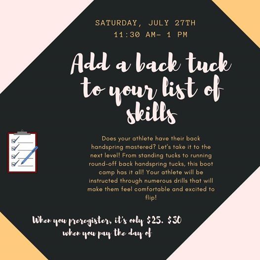 Back Tuck Layout Bootcamp At Elite Energy Gymnastics Cheer