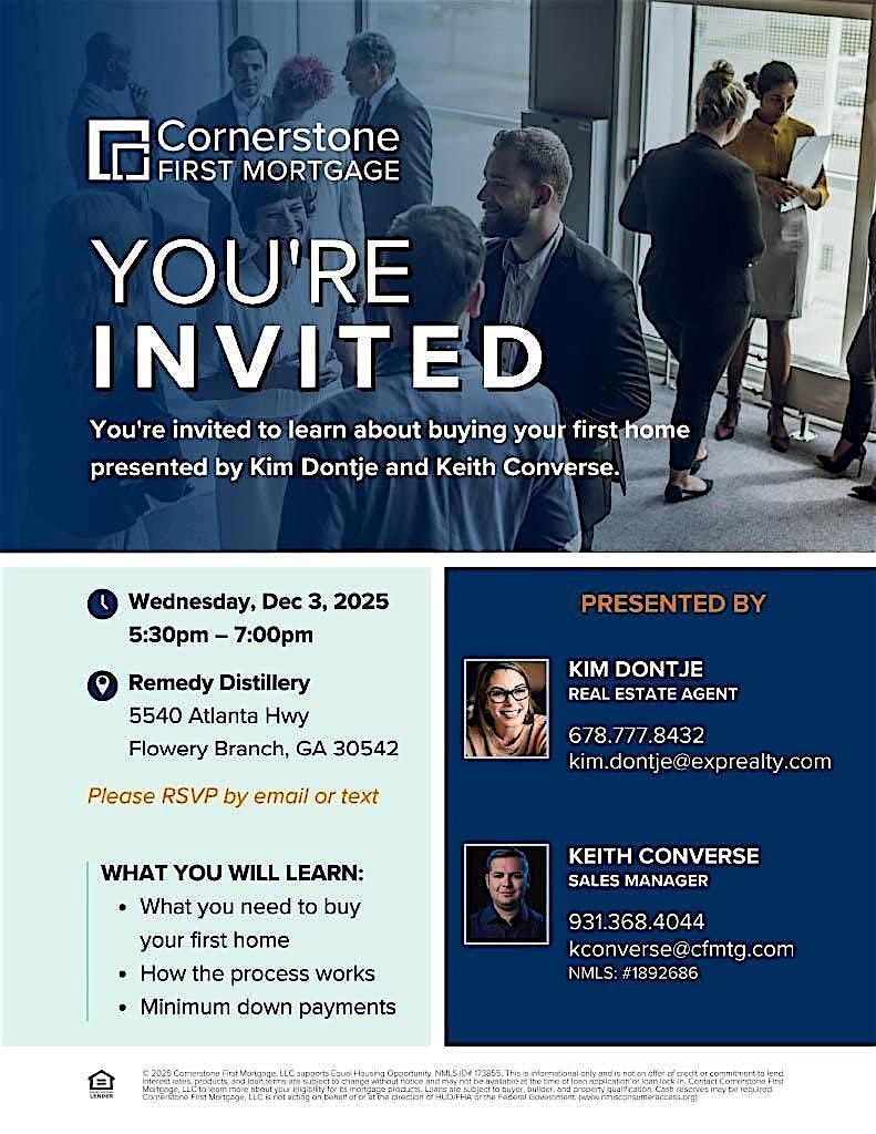 First Time Buyer Seminar @ Remedy Distillery, 3 December | Event in Flowery Branch | AllEvents