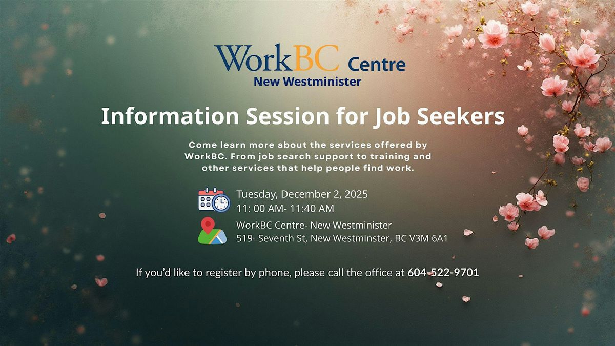 Information Session for Job Seekers- WorkBC Services, 2 December | Event in New Westminster | AllEvents