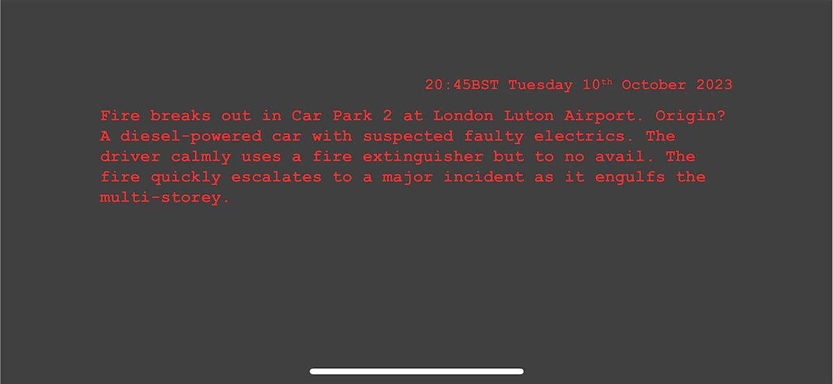 London Luton Airport Car Park Fire - Dan Cartwright BA (Hons), 9 December | Event in London | AllEvents