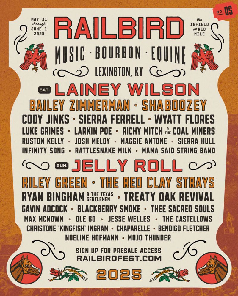 Railbird Festival: Jelly Roll  Riley Green & The Red Clay Strays - Sunday, 31 May | Event in Lexington