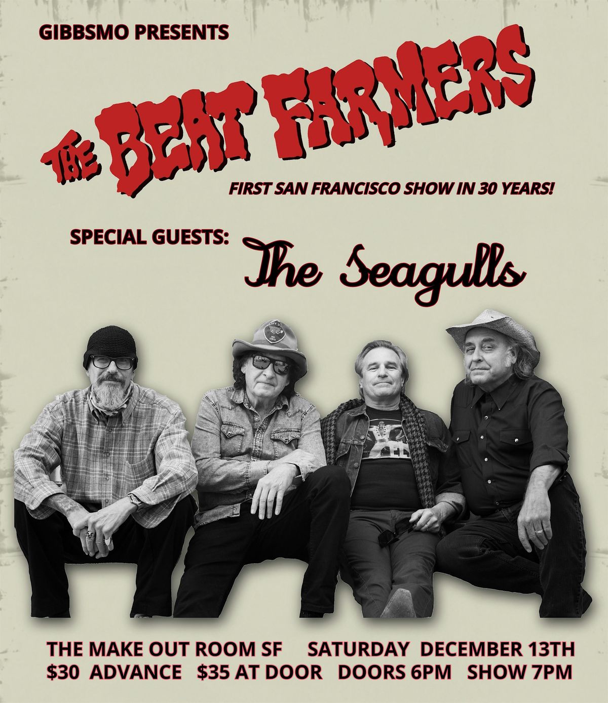The Beat Farmers with special guests The Seagulls, 13 December | Event in San Francisco | AllEvents