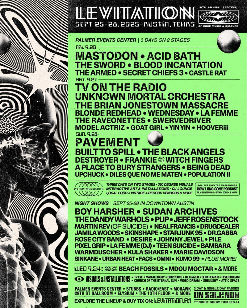Levitation: Mastodon  TV on the Radio & Pavement - 3 Day Pass, 25 September | Event in Austin | AllEvents