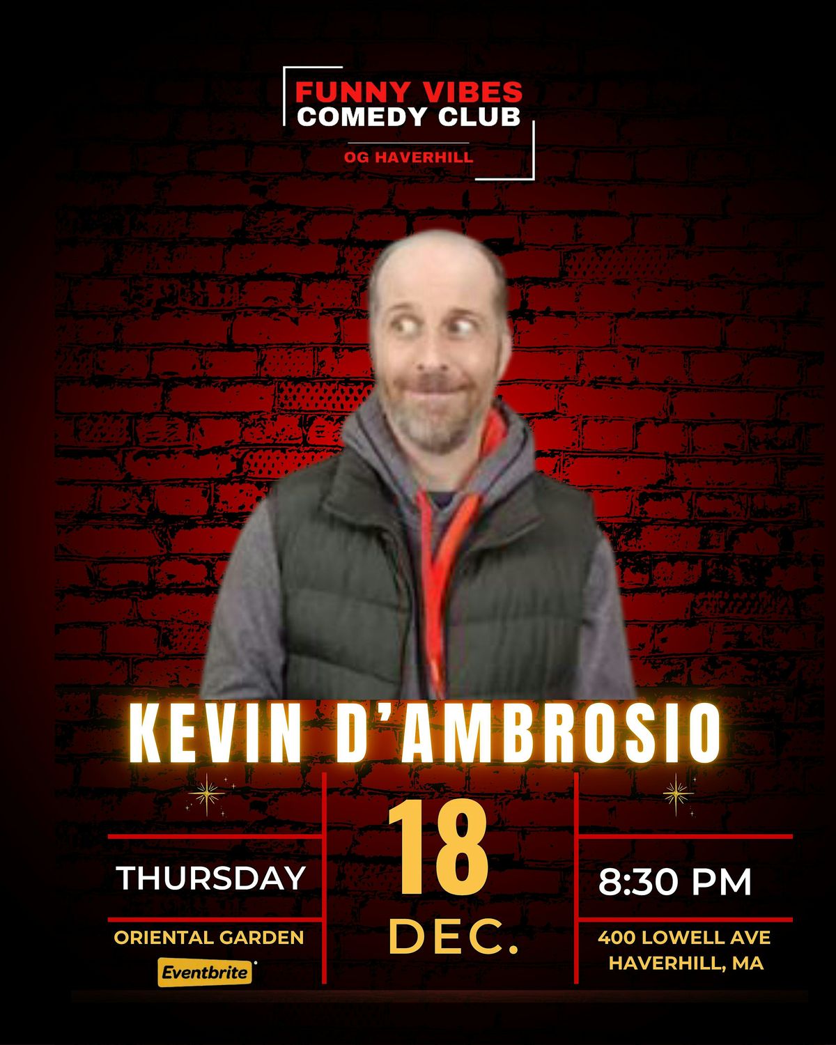 Kevin D'Ambrosio- Thursday Laughs, 18 December | Event in Haverhill | AllEvents