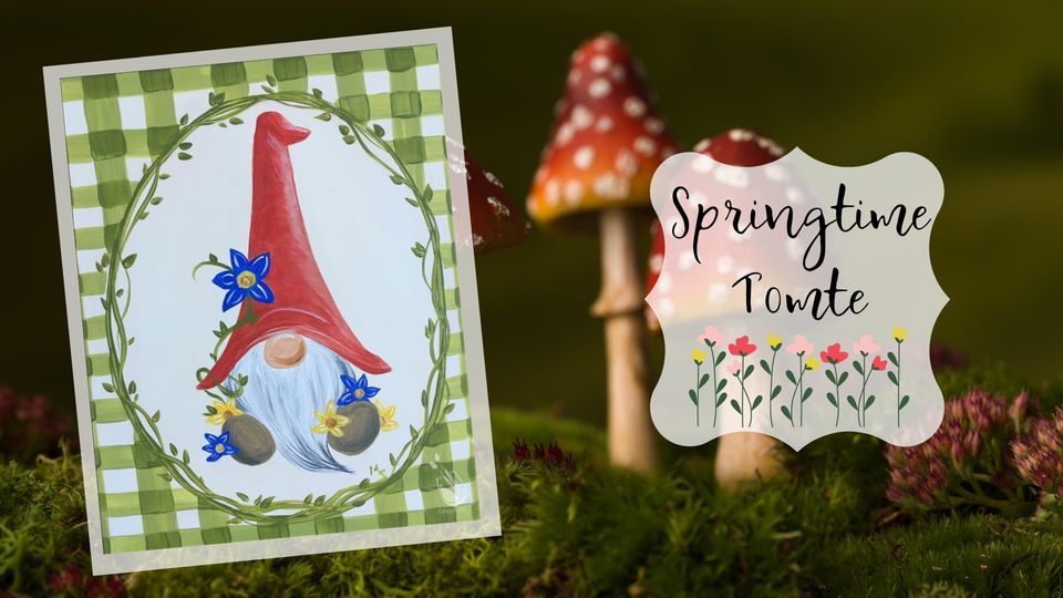 Springtime Gnome ADD A DIY CANDLE, Painting with a Twist (Lone Tree