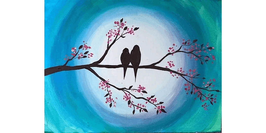 Lovebirds in the Moonlight - Paint and Sip in Washington, D.C. | Classpop!™, 14 February | Event in Washington