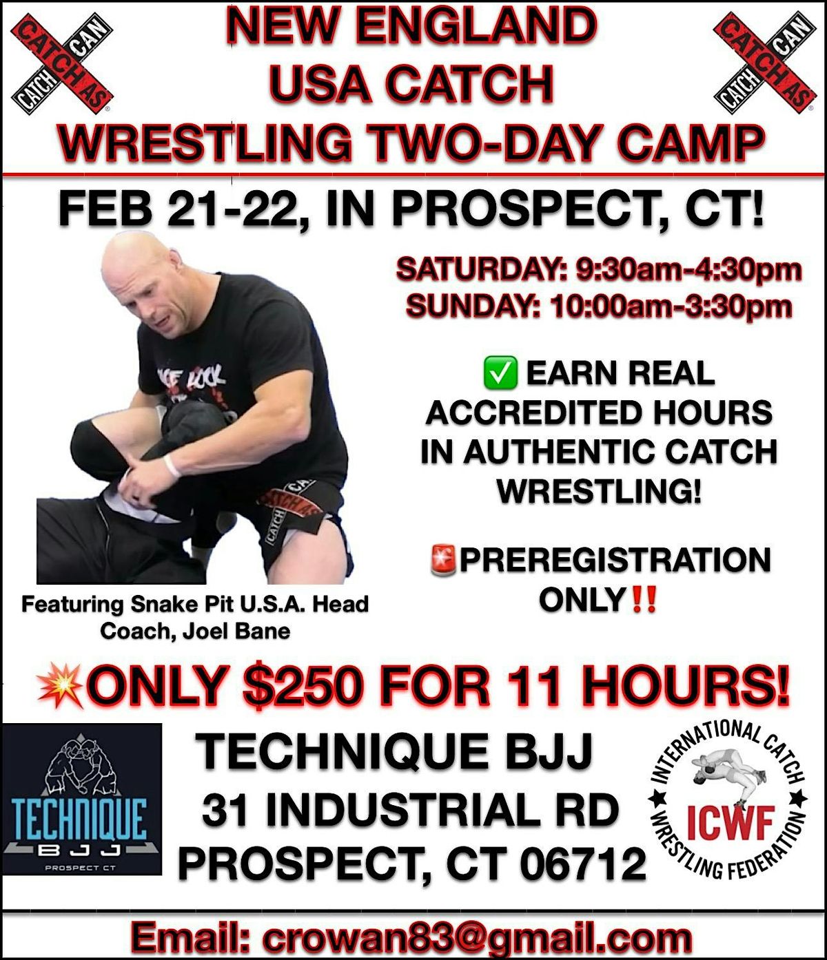 NEW ENGLAND WINTER 2025 USA CATCH WRESTLING/ICWF TWO-DAY CAMP!