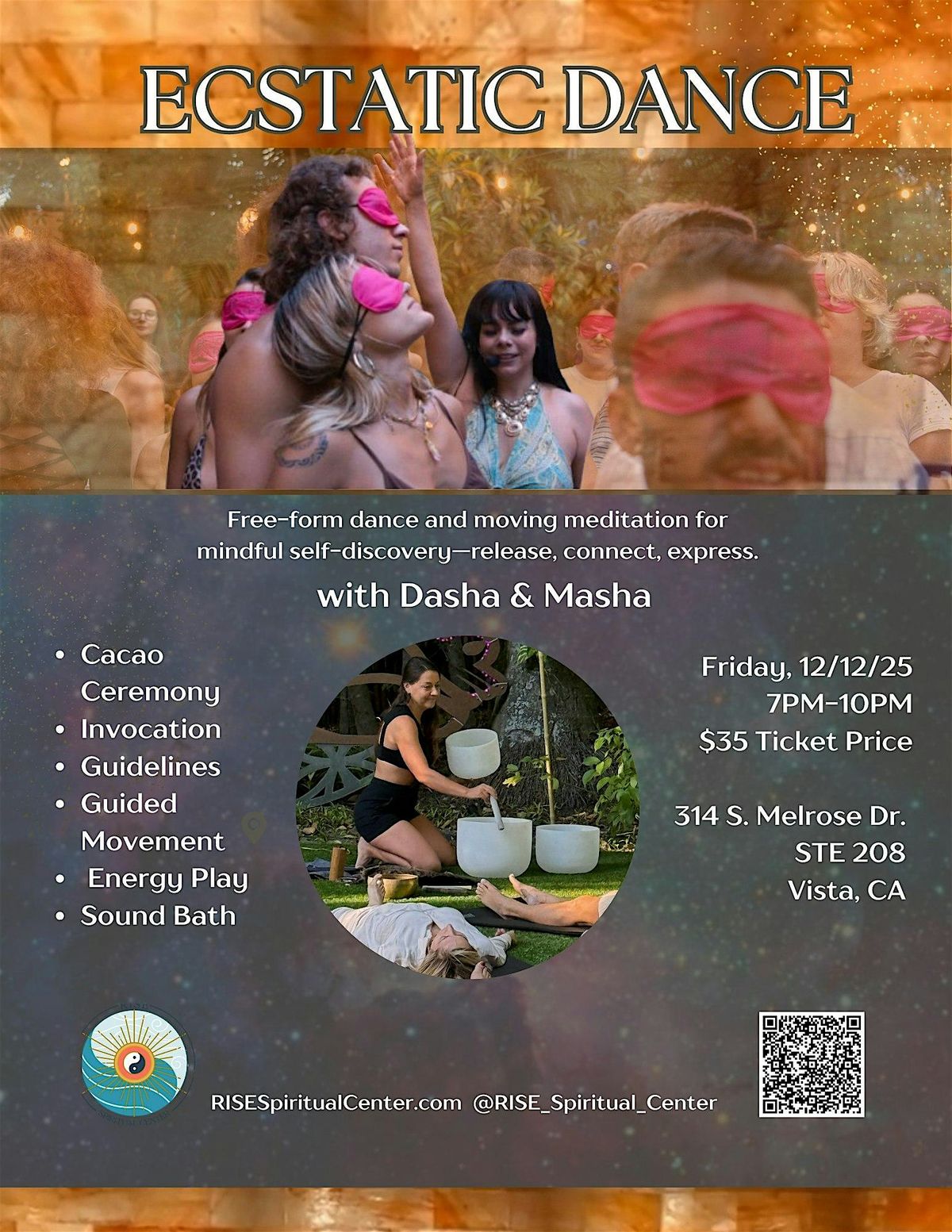 Blindfolded Ecstatic Dance & Sound Healing Event (North County Vista), 12 December | Event in Vista | AllEvents